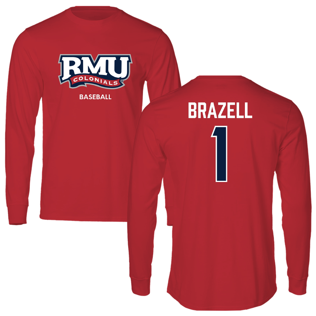 Robert Morris University Baseball Red Long Sleeve - #1 Brady Brazell
