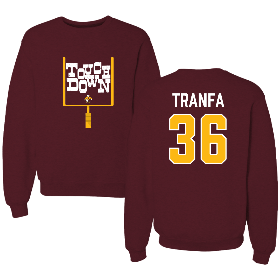 Salisbury University Football Maroon Touchdown Crewneck - #36 Donovan Tranfa