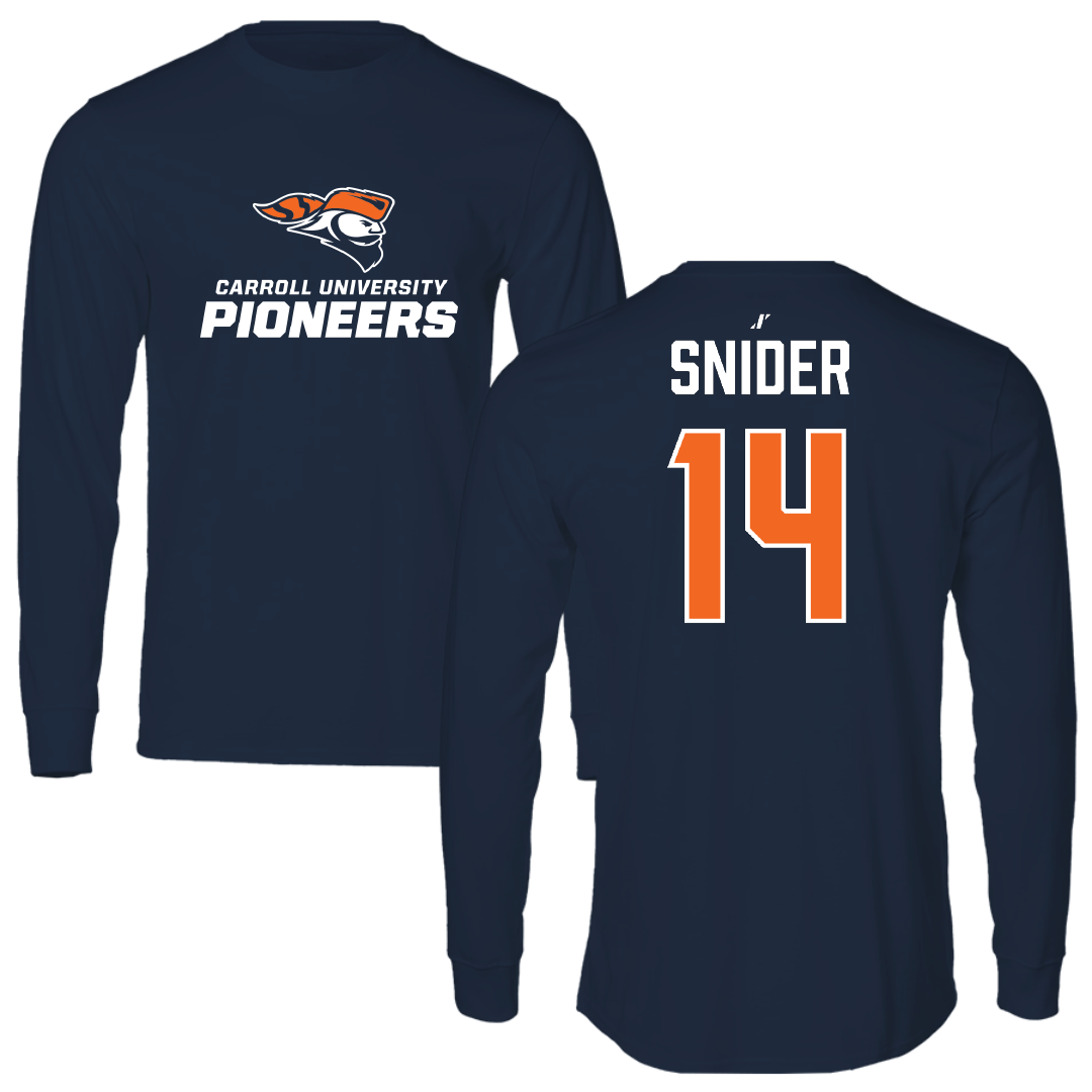 Carroll University Lacrosse (M) Navy Performance Long Sleeve - #14 Nolan Snider