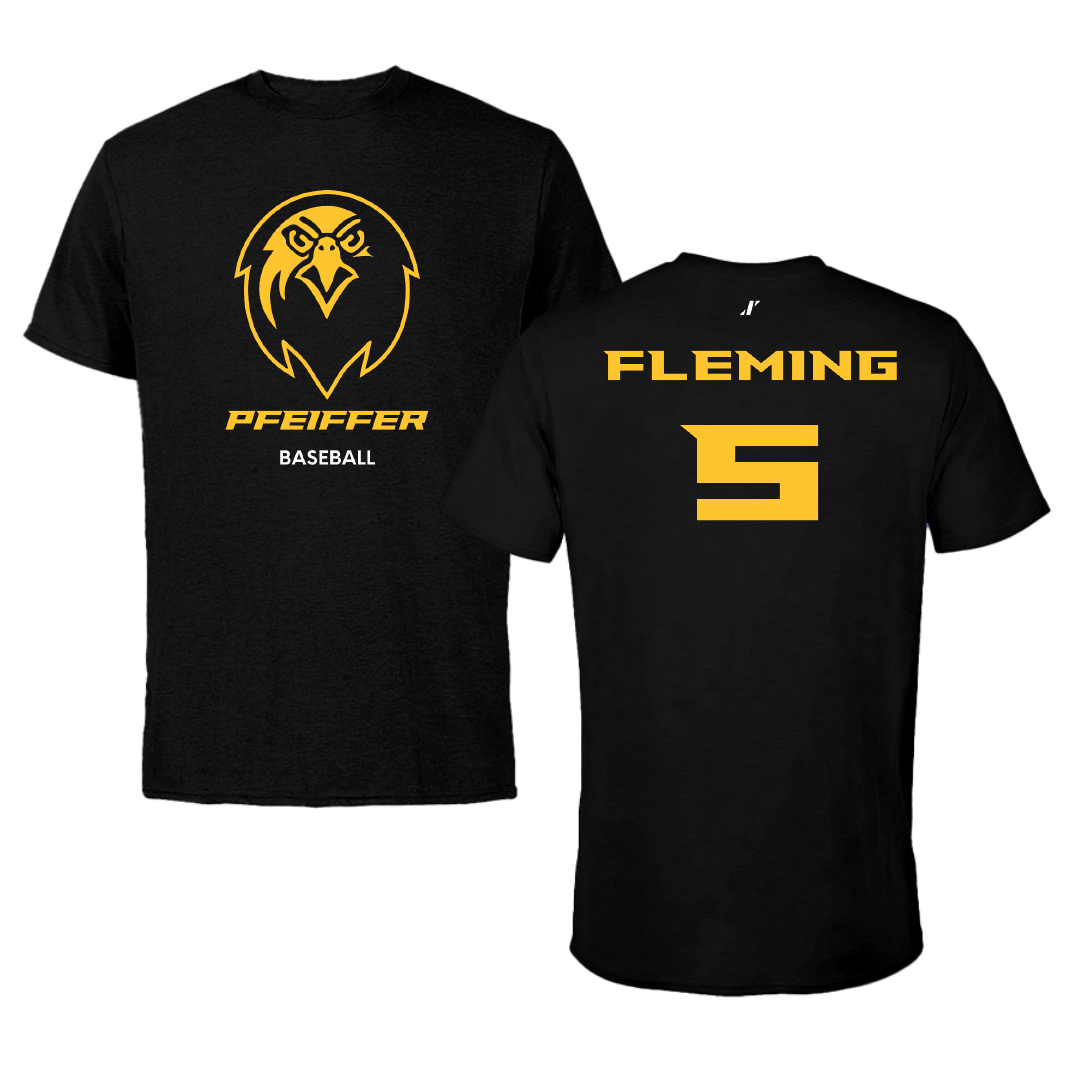 Pfeiffer University Baseball Black Performance Tee - #5 Jacob Fleming