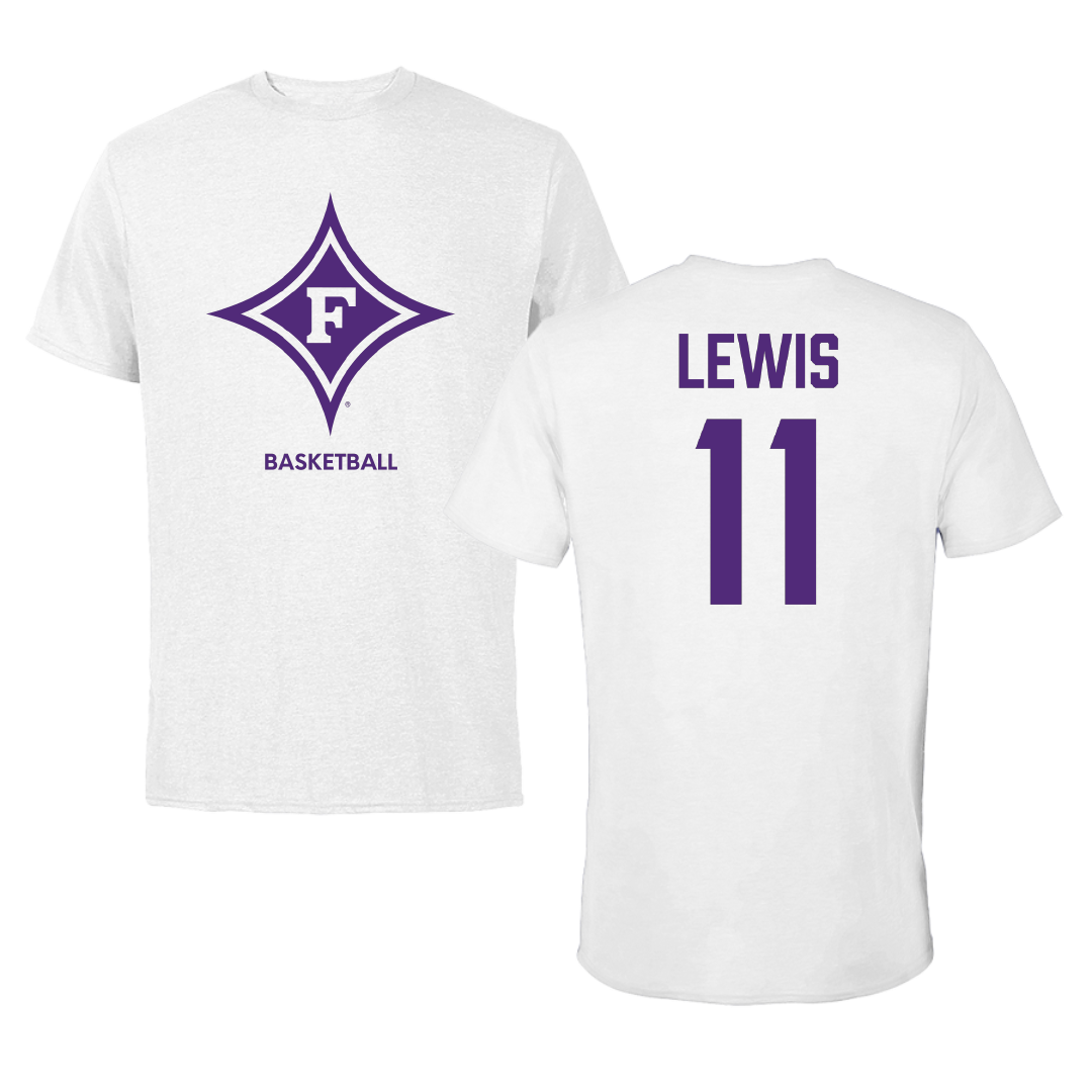 Furman University Basketball (M) White Tee - #11 Gunnar Lewis