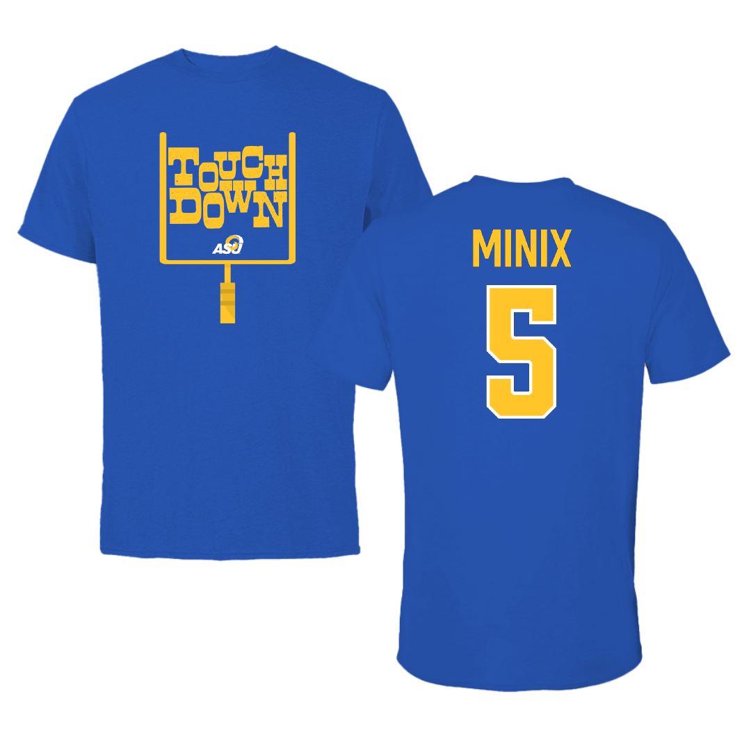Angelo State University Football Blue Touchdown Performance Tee - #5 Jayden Minix