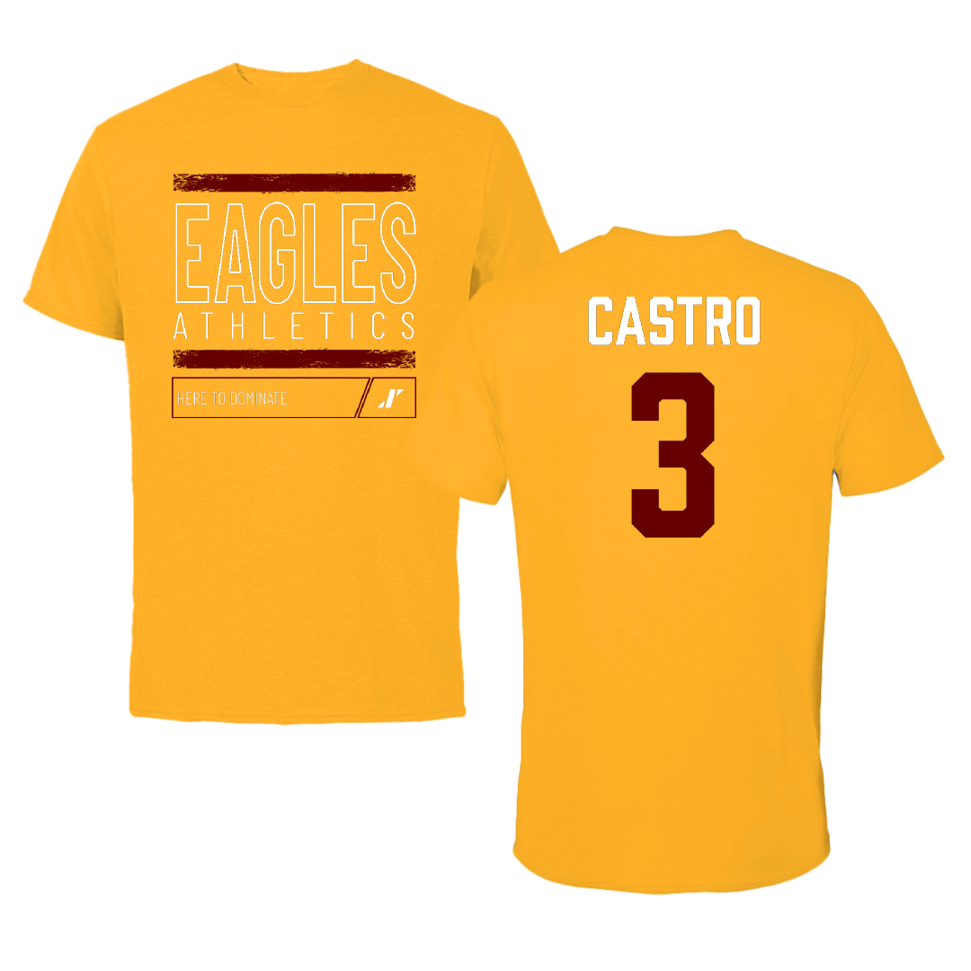 Winthrop University Soccer (M) Gold Dominate Performance Tee - #3 Emidio Castro