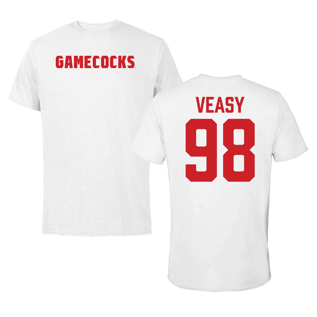 Jacksonville State University Football White Performance Tee - #98 Jackson Veasy