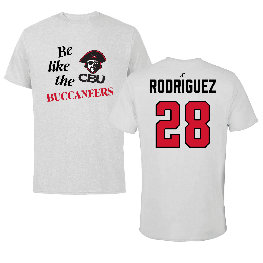 Christian Brothers University Baseball Light Gray Be Like Us Tee - #28 Jordan Rodriguez