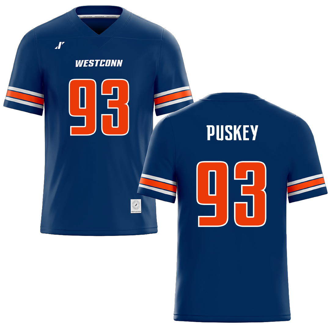Western Connecticut State University Blue Football Jersey - #93 Michael Puskey