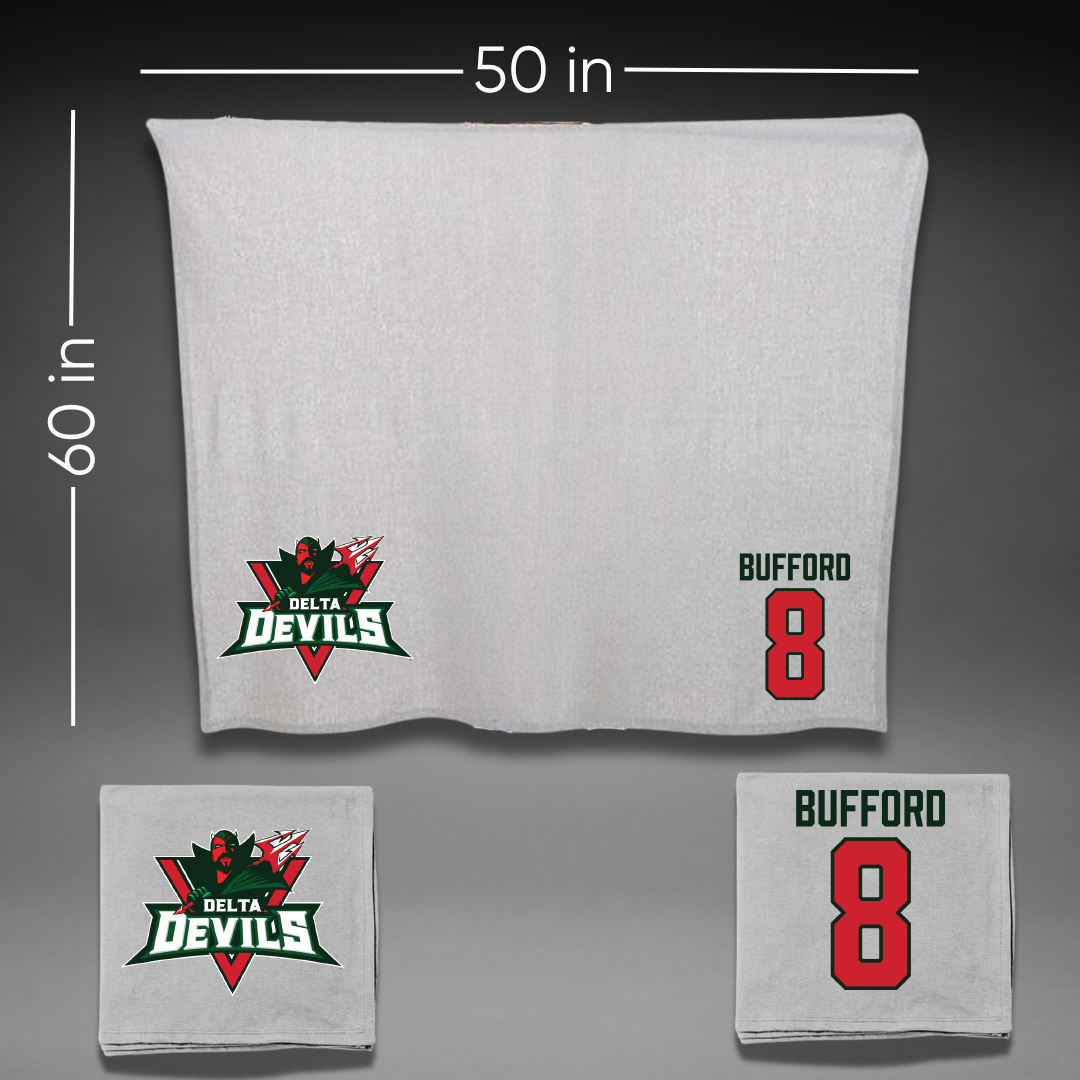 Mississippi Valley State University Baseball Gray Blanket - #8 Noah Bufford