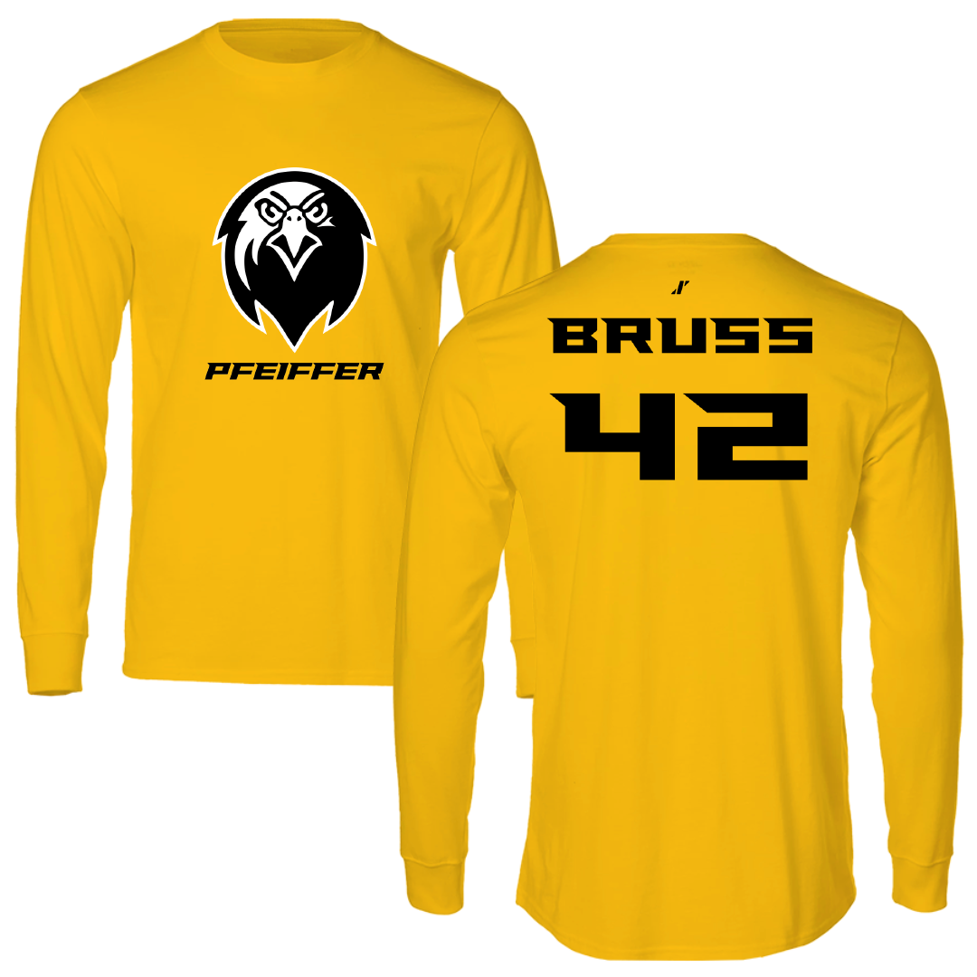 Pfeiffer University Baseball Gold Performance Long Sleeve - #42 Andrew Bruss