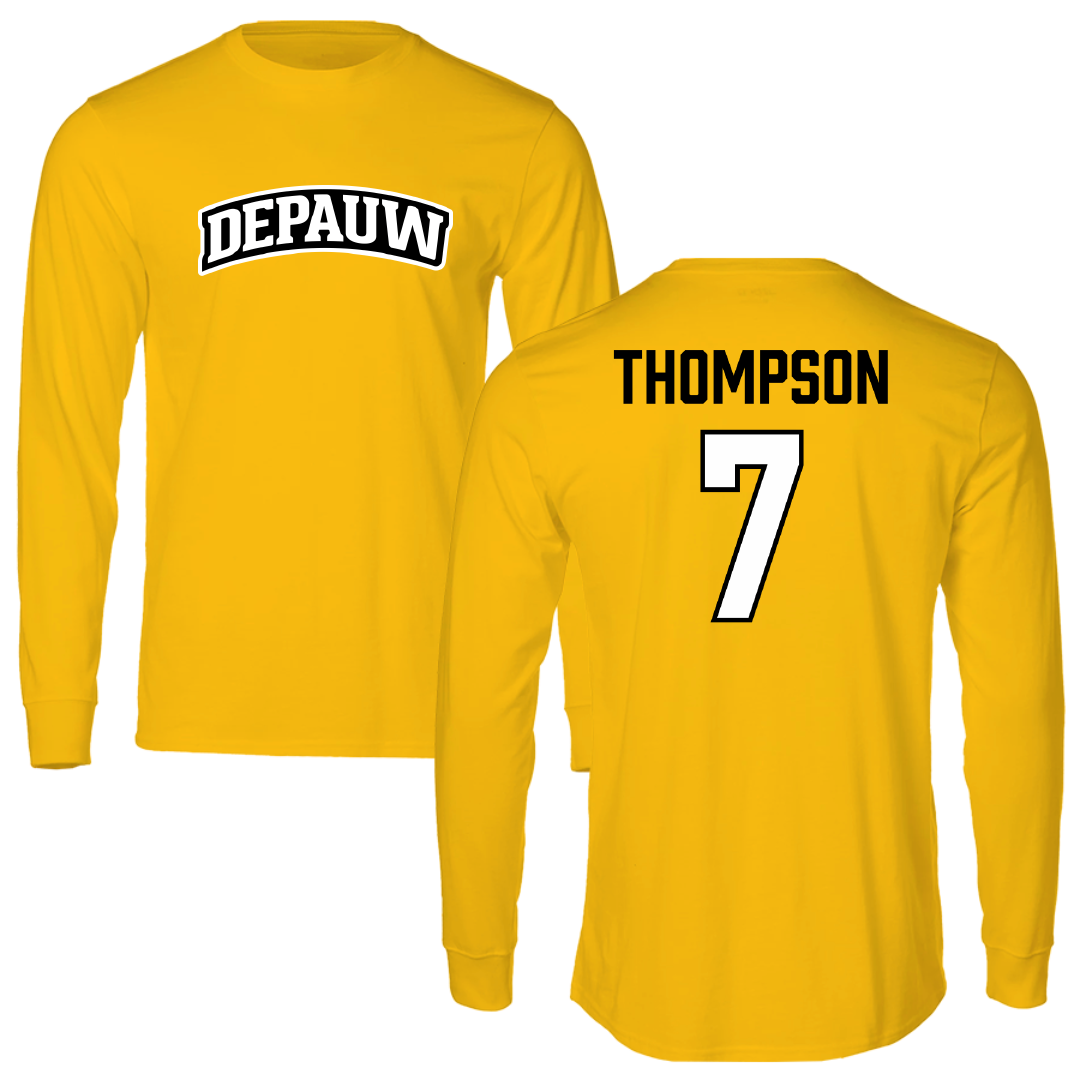 DePauw University Baseball Gold Performance Long Sleeve - #7 Luke Thompson