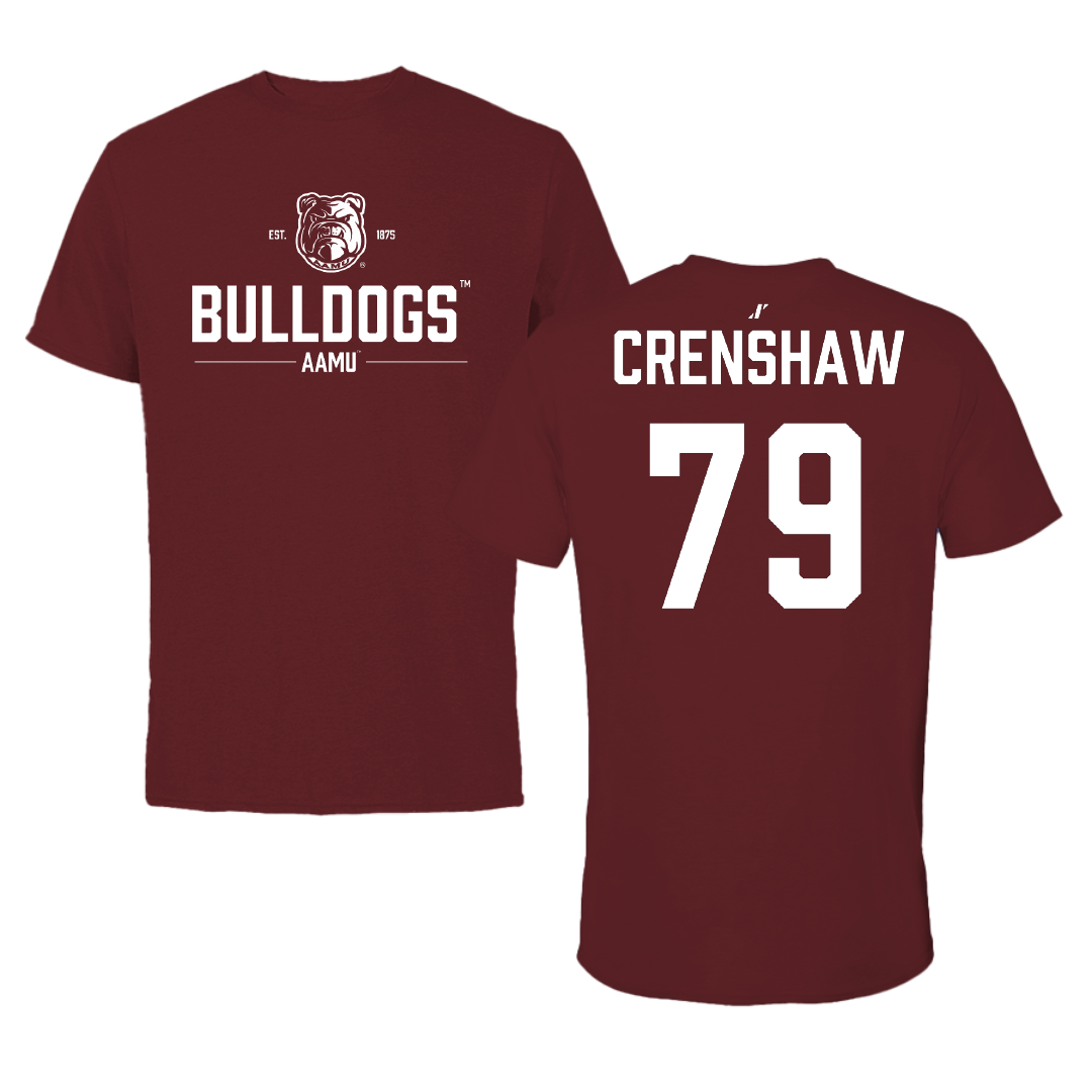 Alabama A&M University Football Maroon General Performance Tee - #79 Bruce Crenshaw