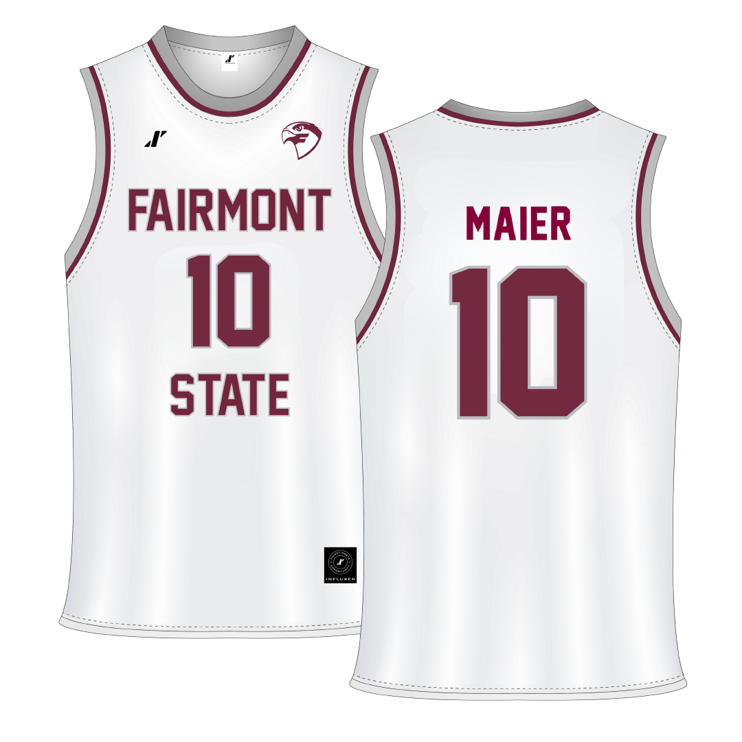 Fairmont State University White Basketball Jersey - #10 Jacob Maier