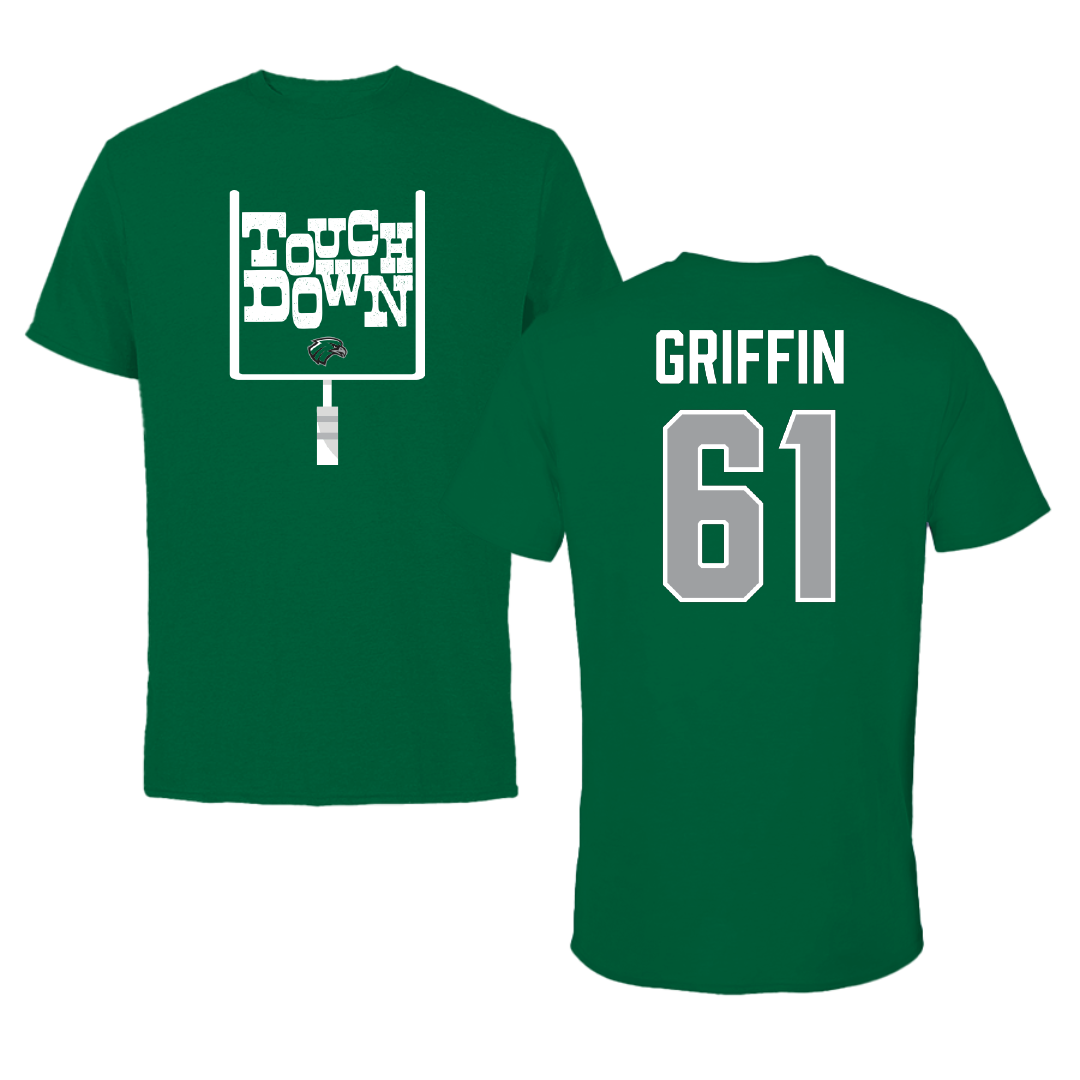 Northeastern State University Football Green Touchdown Tee - #61 Caleb Griffin
