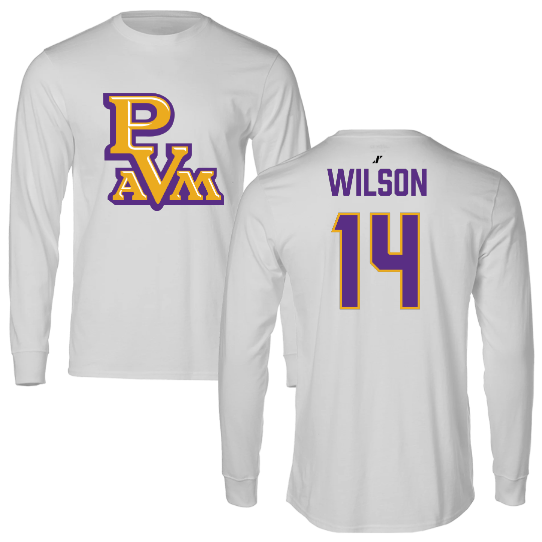Prairie View A&M University Basketball Light Gray Performance Long Sleeve - #14 Carrington Wilson