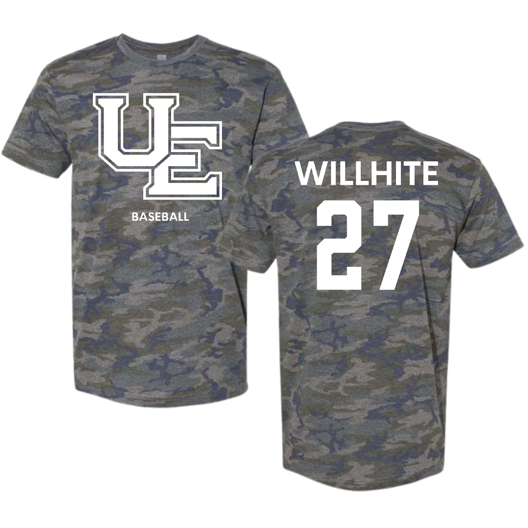 University of Evansville Baseball Vintage Camo Tee - #27 Jack Willhite