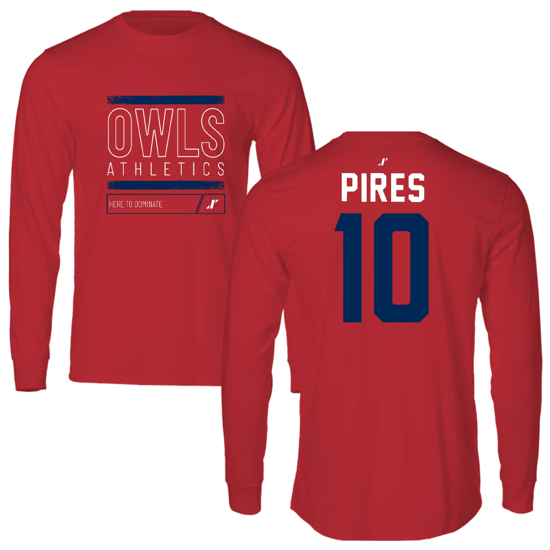 Florida Atlantic University Soccer Red Dominate Performance Long Sleeve - #10 Thiago Pires