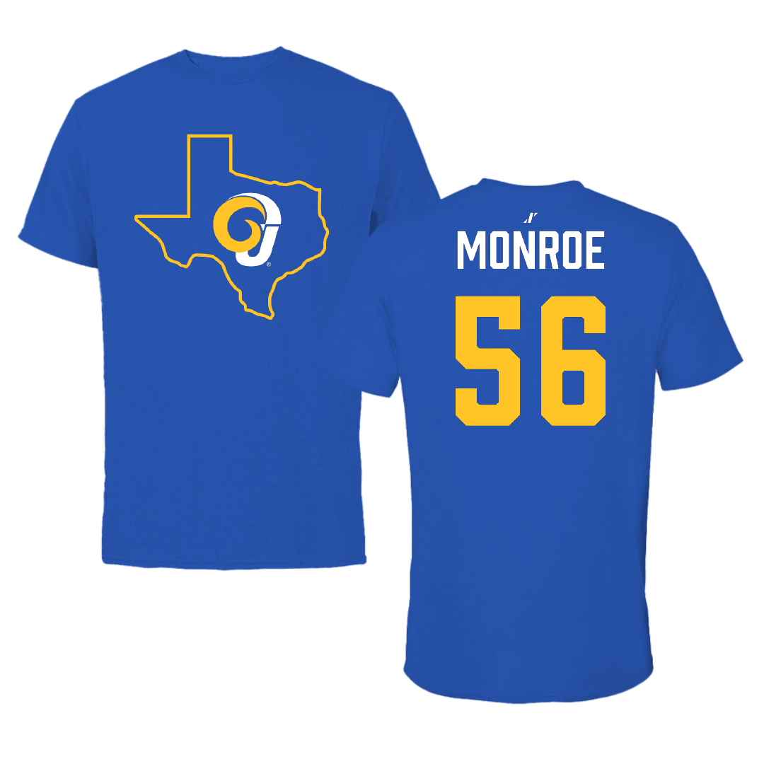 Angelo State University Football Blue State Tee - #56 Brandon Monroe