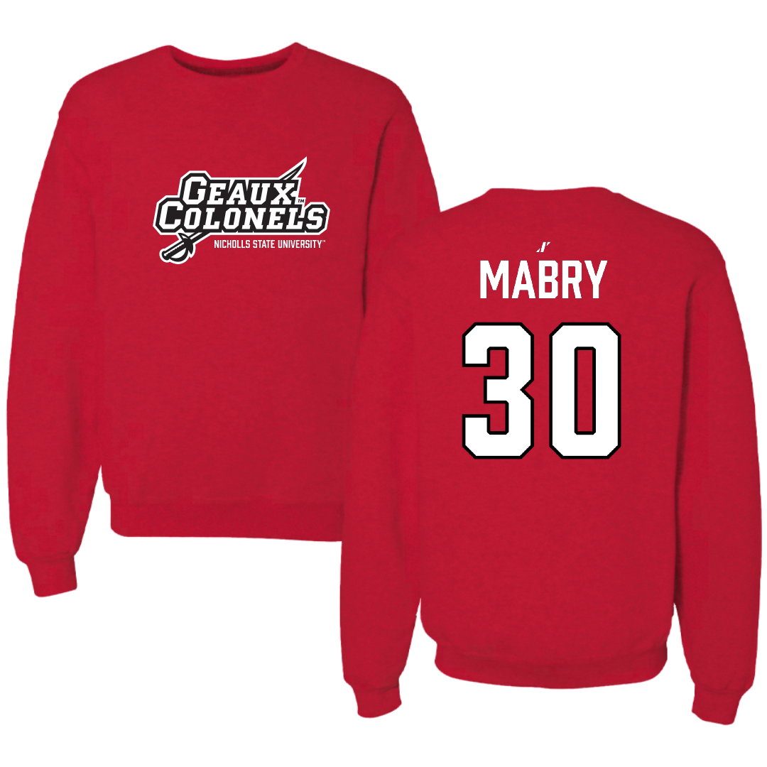 Nicholls State University Baseball Red General Crewneck - #30 Will Mabry