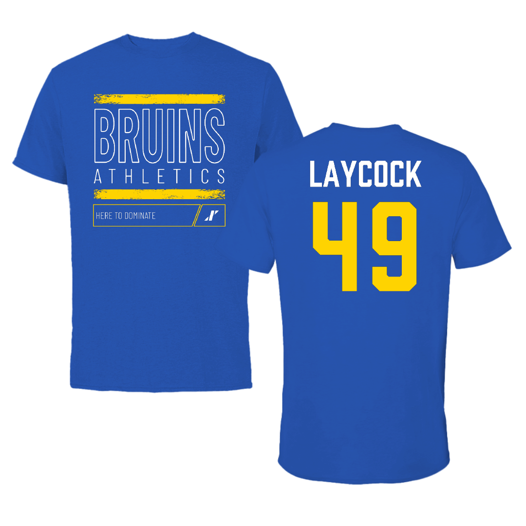 Salt Lake Community College Baseball Blue Dominate Tee - #49 Austin Laycock