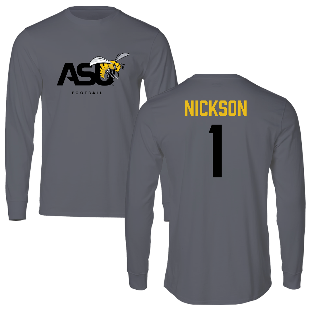 Alabama State University Football Dark Gray Long Sleeve - #1 Willie Nickson