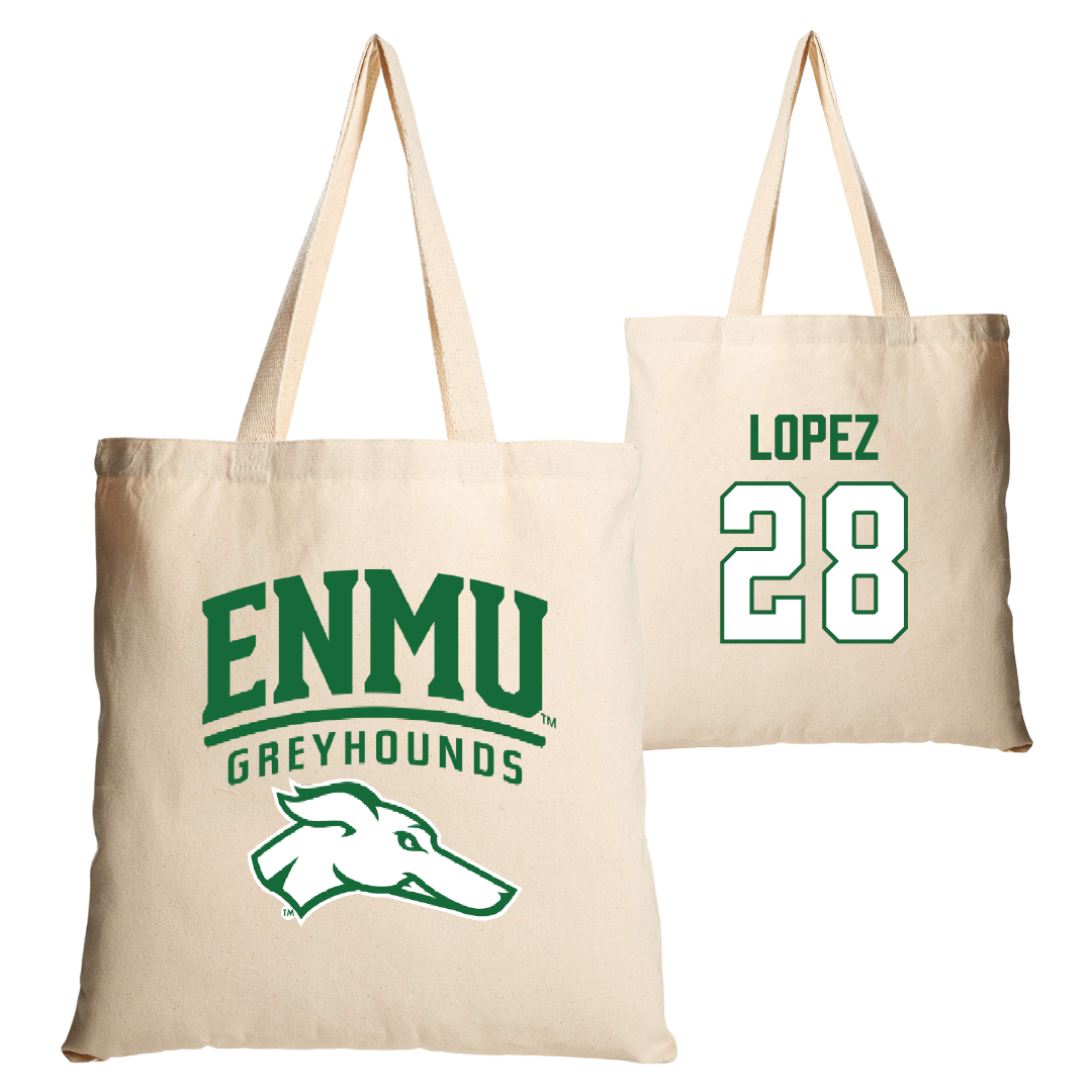 Eastern New Mexico University Softball Tan Canvas Tote Bag - #28 Giazza Lopez