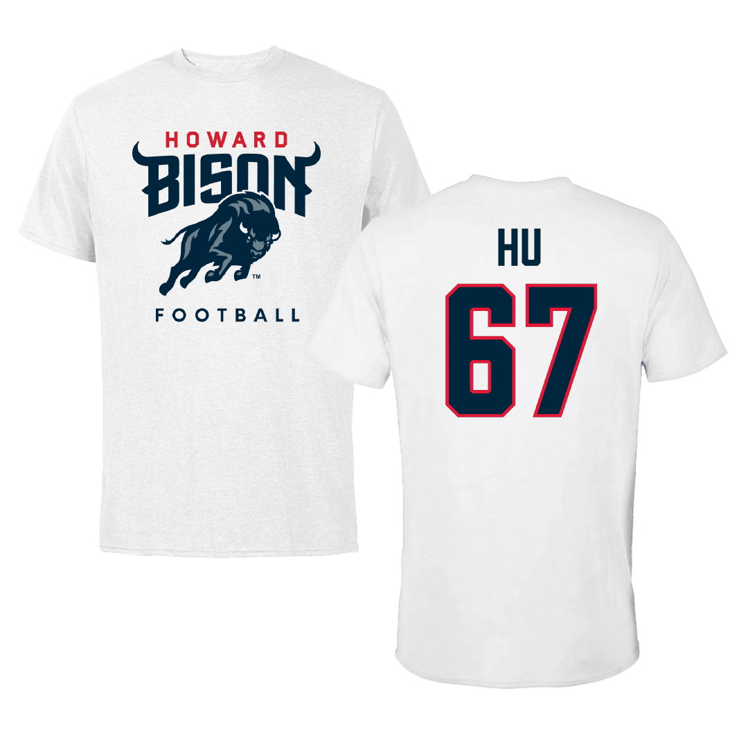 Howard University Football White Tee - #67 HU HU