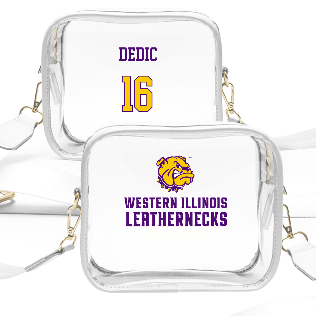 Western Illinois University Soccer (M) White Clear Stadium Bag - #16 Armin Dedic