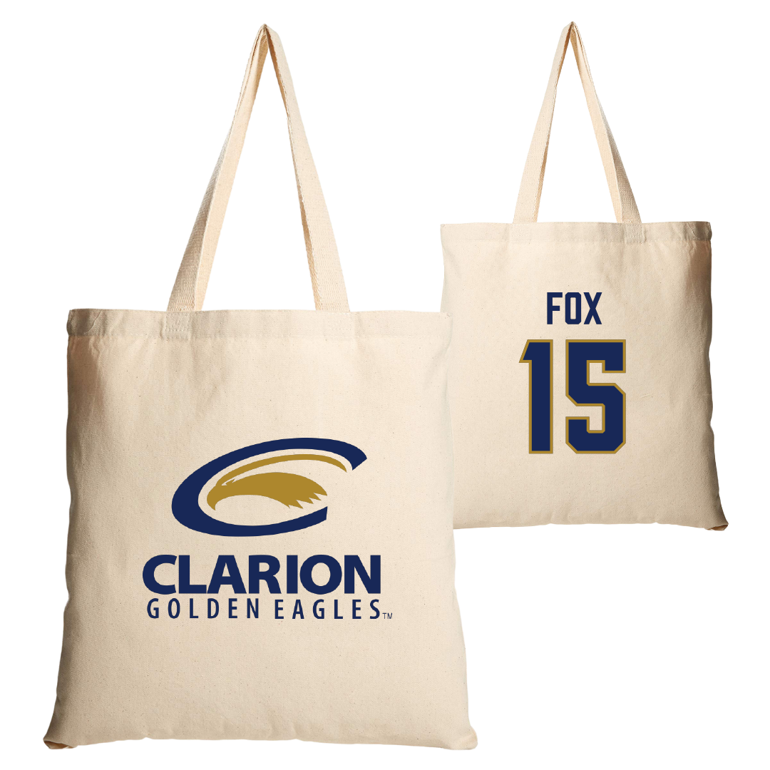 PennWest Clarion Baseball Tan Canvas Tote Bag - #15 Aiden Fox