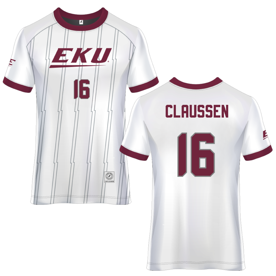 Eastern Kentucky University White Soccer Jersey - #16 Bo Claussen