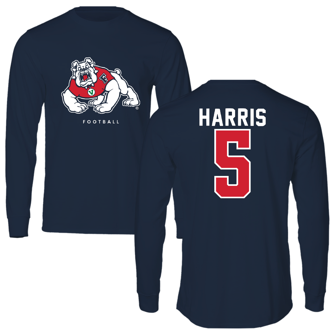 Fresno State University Football Navy Long Sleeve - #5 Simeon Harris