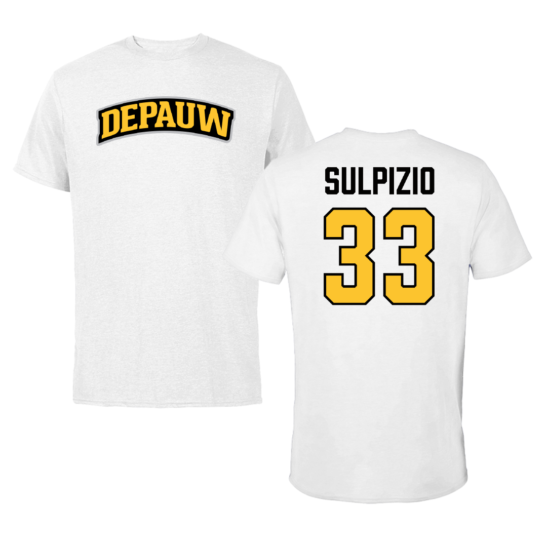 DePauw University Lacrosse (M) White Performance Tee - #33 Noah Sulpizio