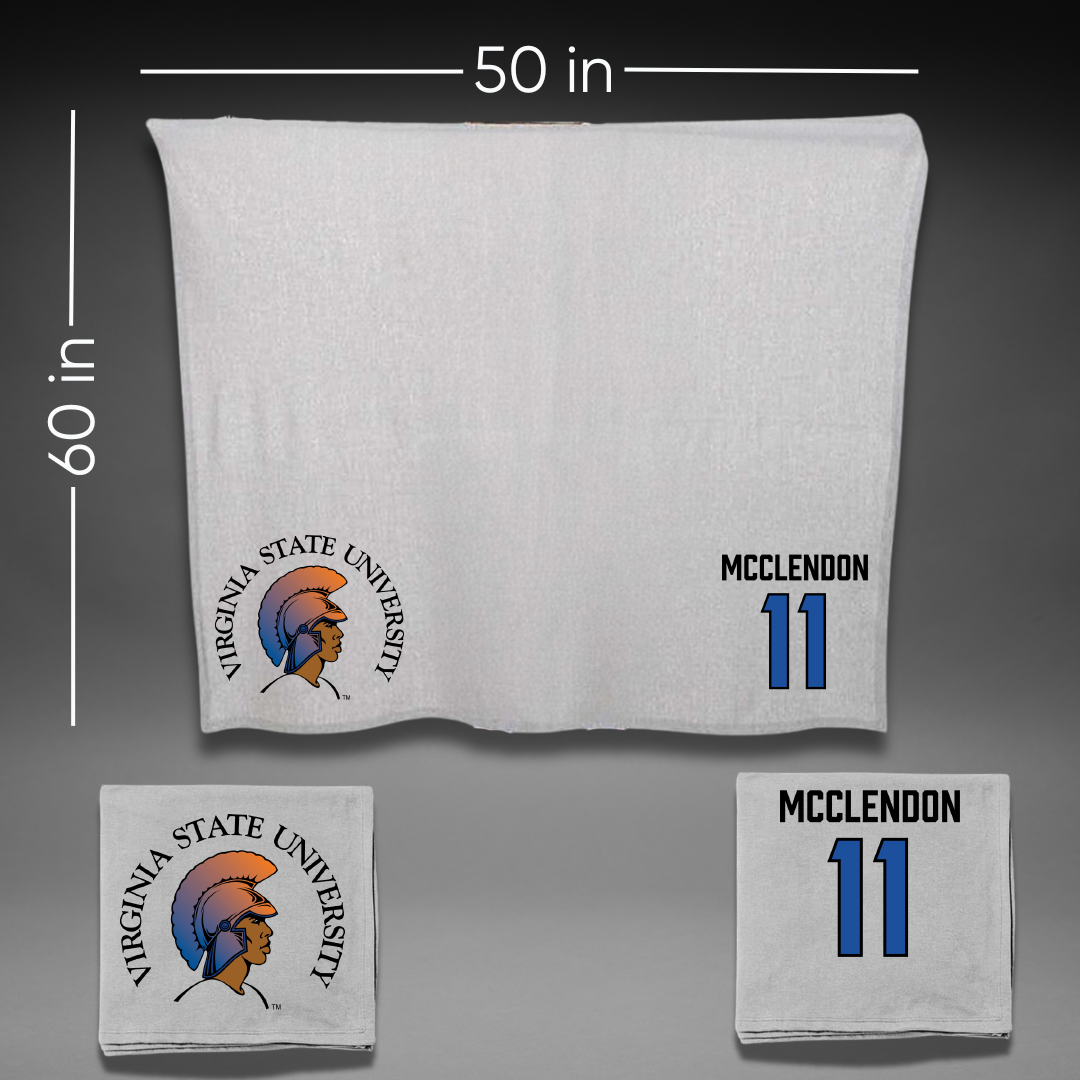 Virginia State University Lacrosse (M) Gray Blanket - #11 Moses Mcclendon