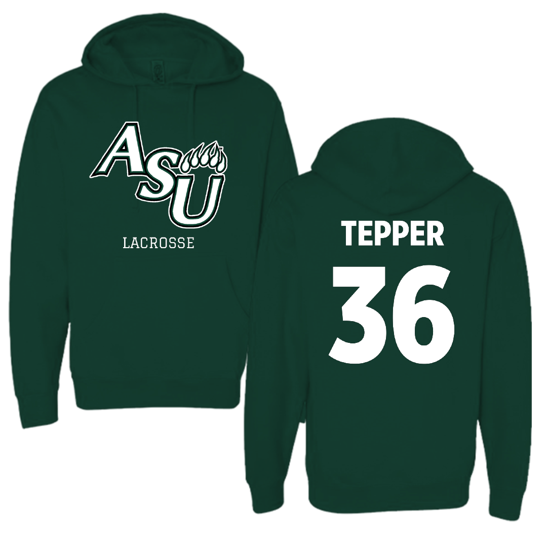 Adams State University Lacrosse Forest Green Block Hoodie - #36 Nolan Tepper