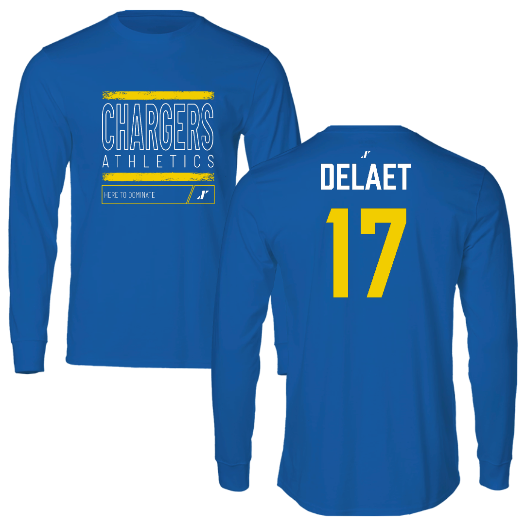 Edison State Community College Baseball Blue Dominate Long Sleeve - #17 Cody DeLaet
