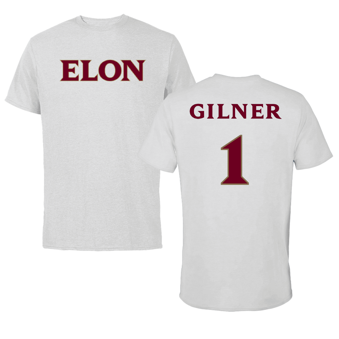Elon University Lacrosse Light Gray Tee - #1 Addie Gilner