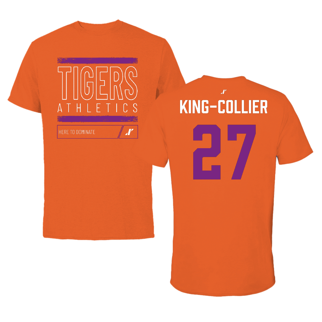 Edward Waters University Football Orange Dominate Performance Tee - #27 Zion King-Collier