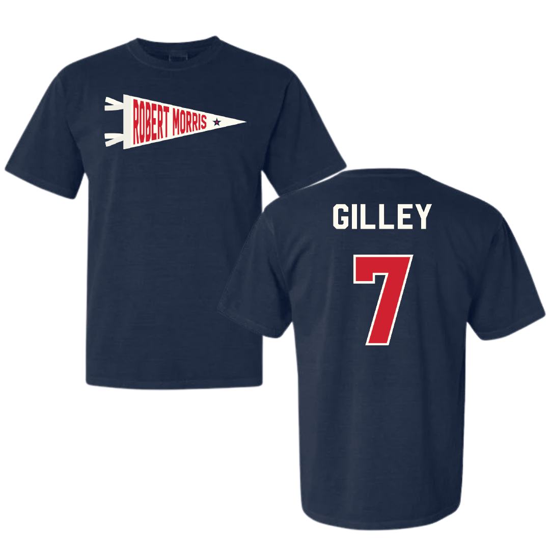 Robert Morris University Soccer Navy Pennant Comfort Colors Tee - #7 Chase Gilley
