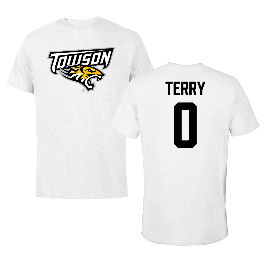 Towson University Football White Performance Tee - #0 Xavier Terry