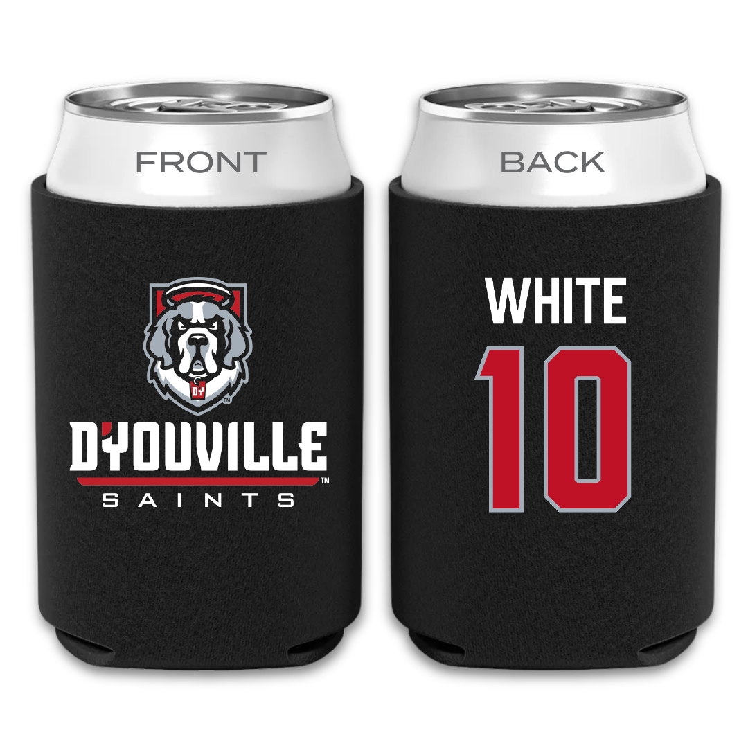 D'Youville University Basketball (M) Black Can Cooler - #10 Isaac White