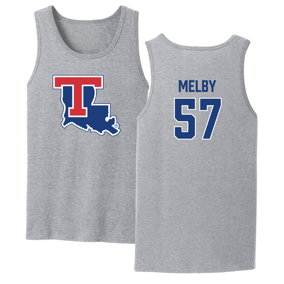Louisiana Tech University Baseball Sport Gray Tank Top - #57 Will Melby