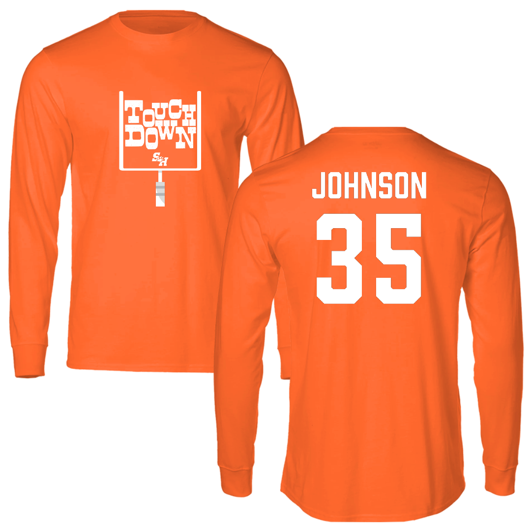 Sam Houston State University Football Orange Touchdown Long Sleeve - #35 Cadiin Johnson