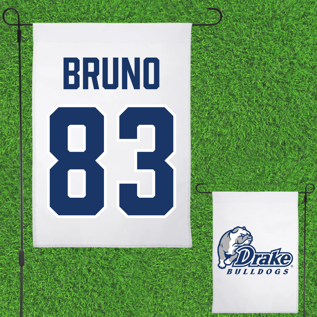 Drake University Football White Garden Flag - #83 Sam Bruno