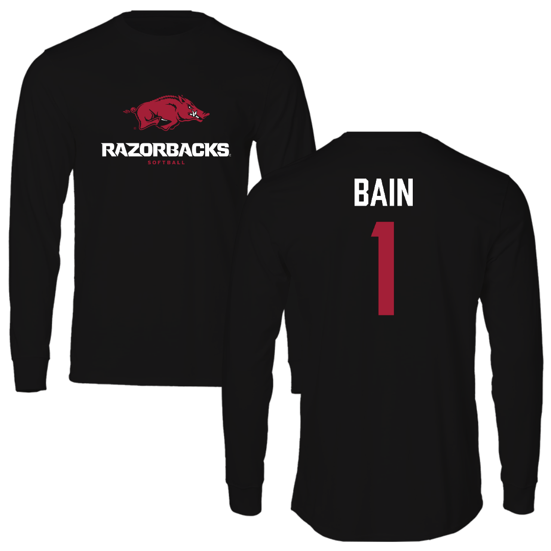 University of Arkansas Softball Black Performance Long Sleeve - #1 Brinli Bain