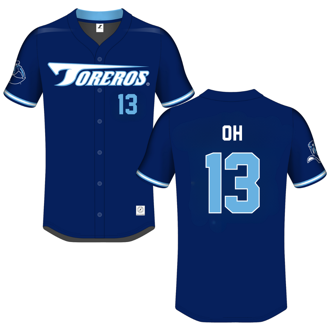 University of San Diego Navy Button-Down Jersey - #13 Kaylee Oh