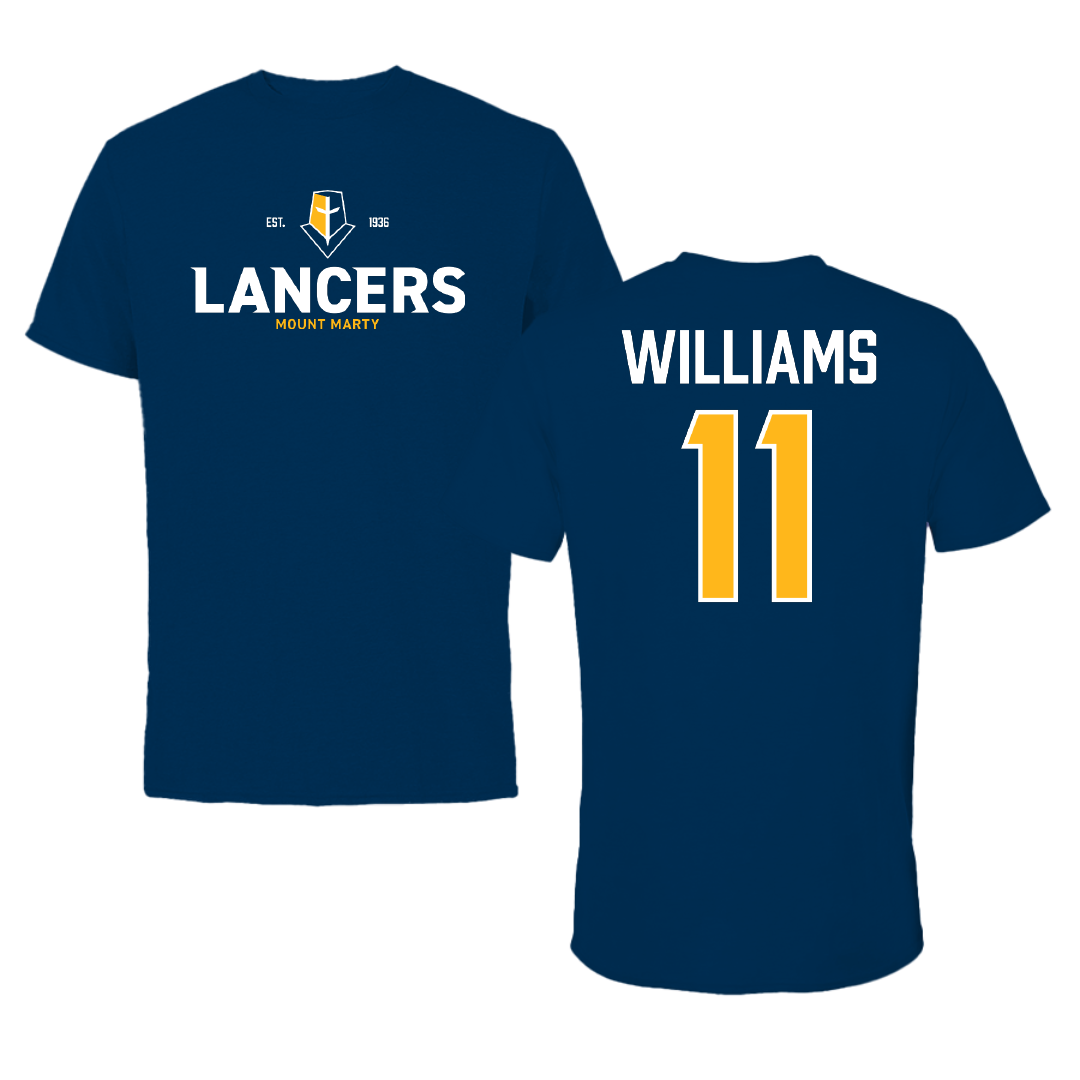 Mount Marty University Basketball Navy General Performance Tee - #11 Leah Williams