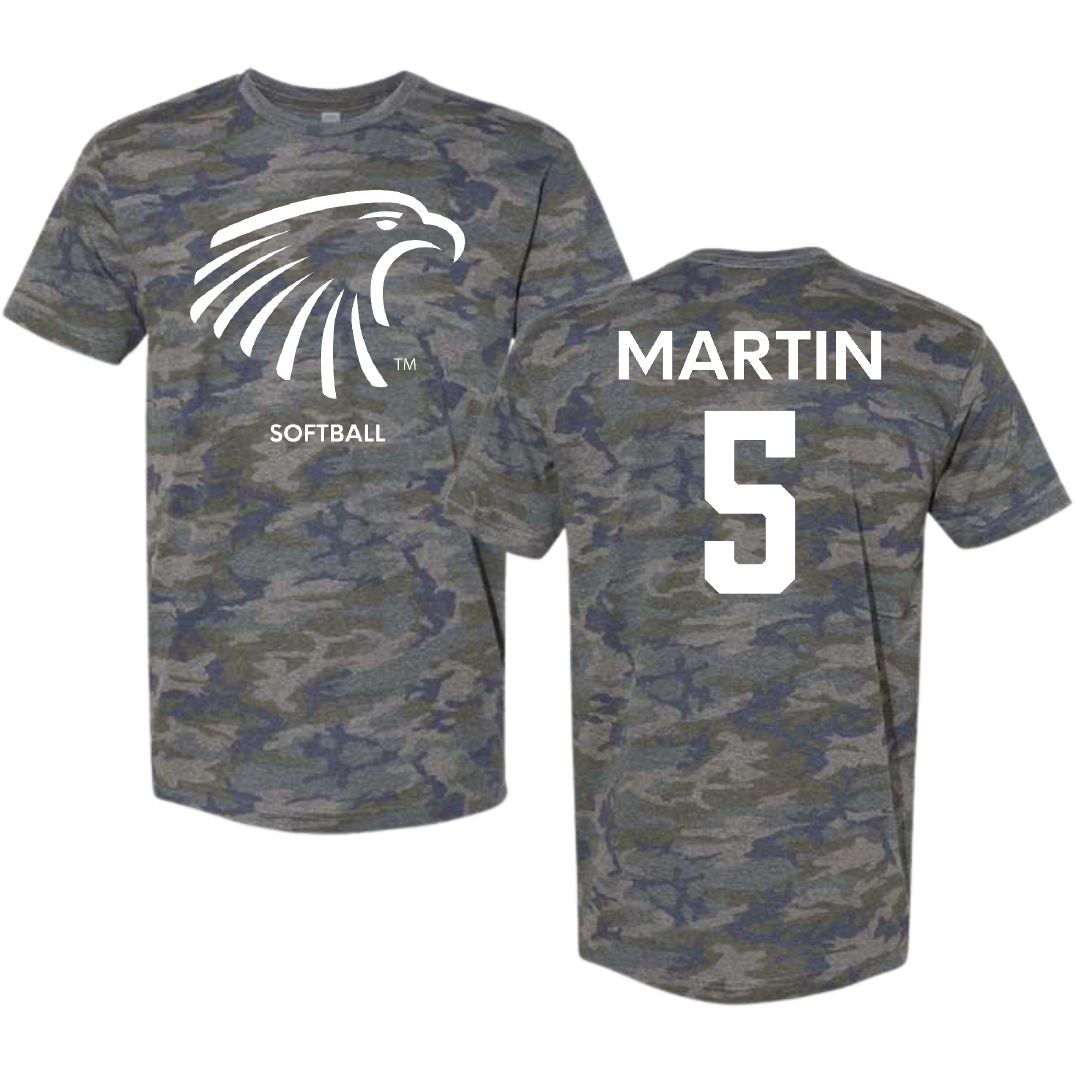 Embry-Riddle Aeronautical University Softball Vintage Camo Tee - #5 Mattea Martin