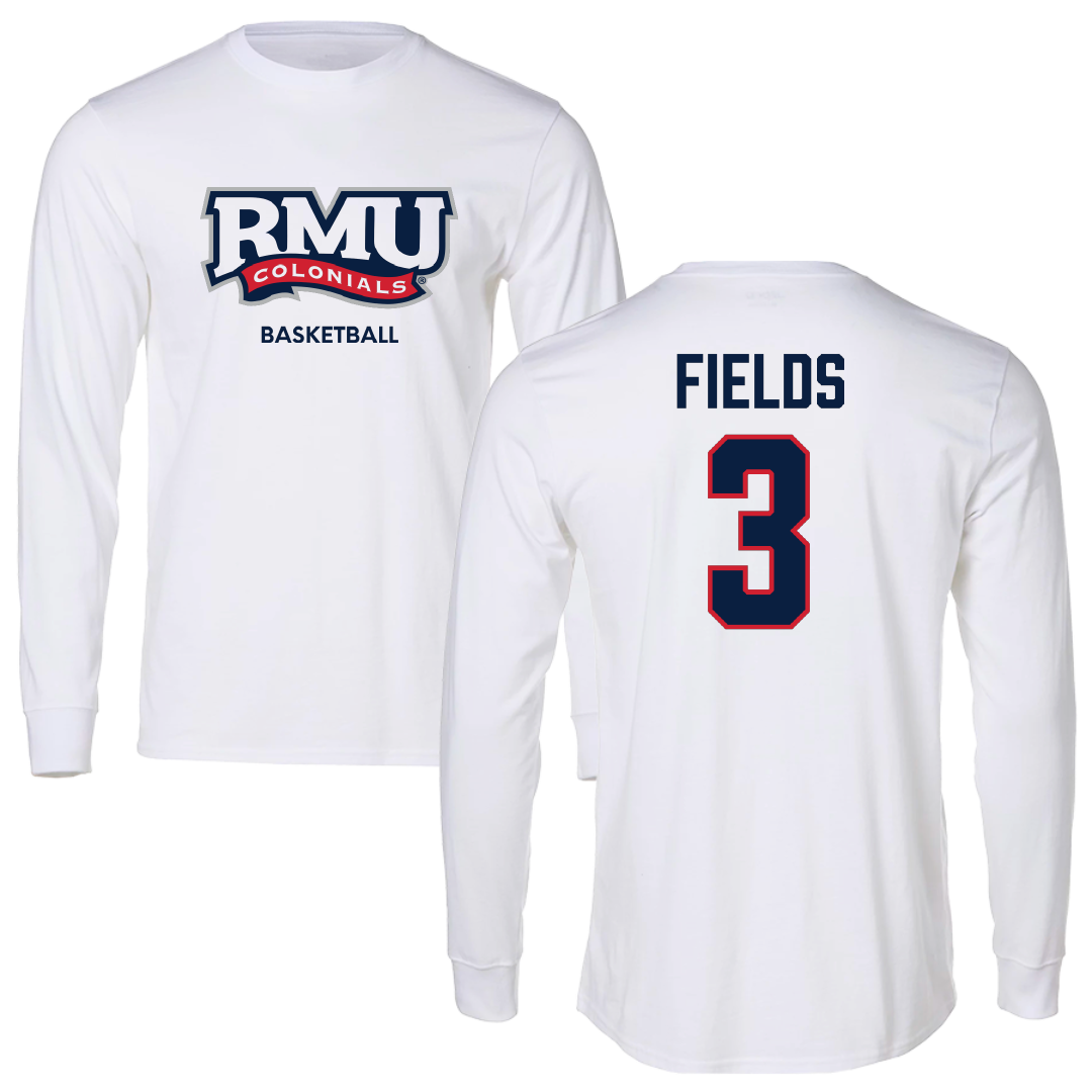 Robert Morris University Basketball (W) White Mascot Performance Long Sleeve - #3 Layke Fields