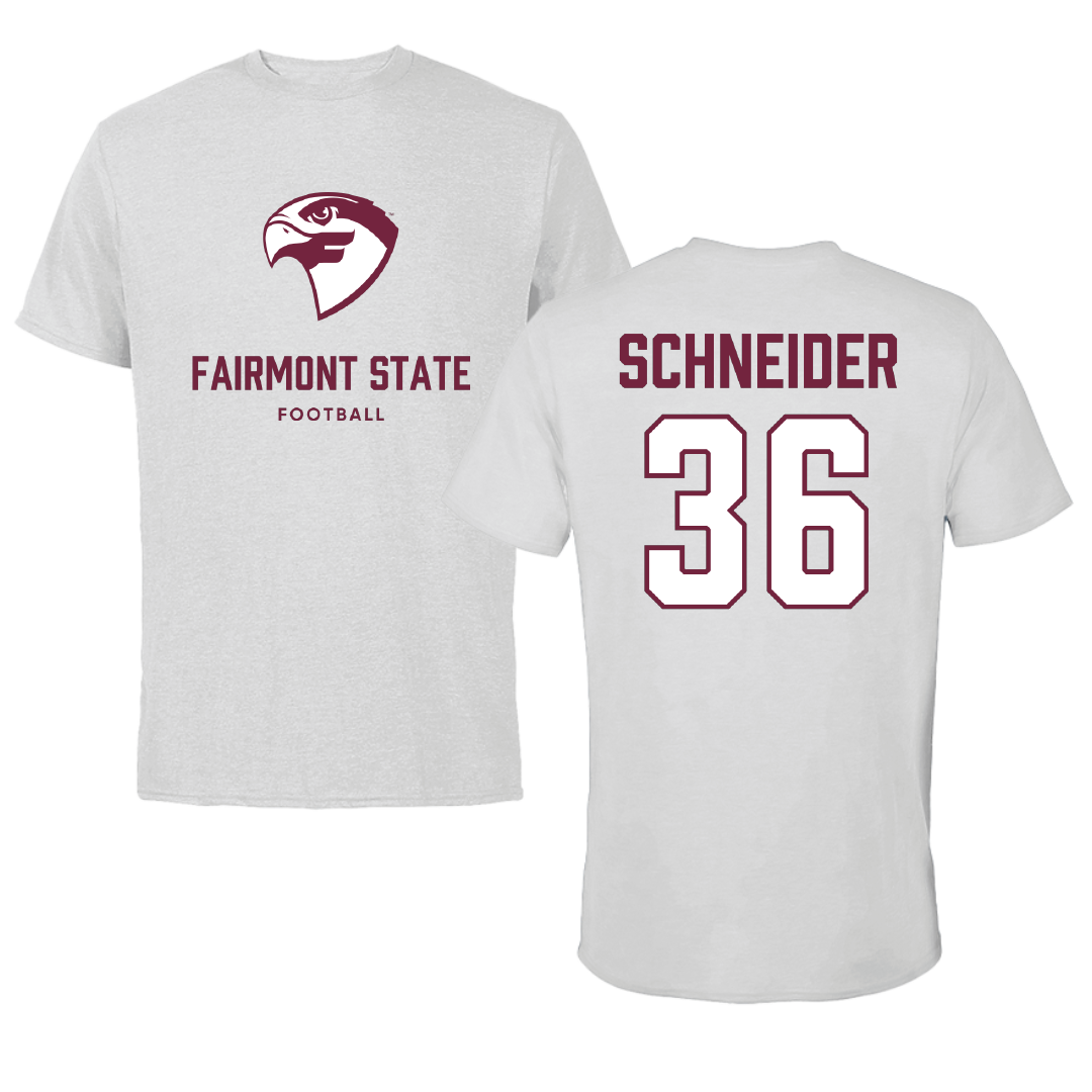 Fairmont State University Football Light Gray Performance Tee - #36 Jack Schneider