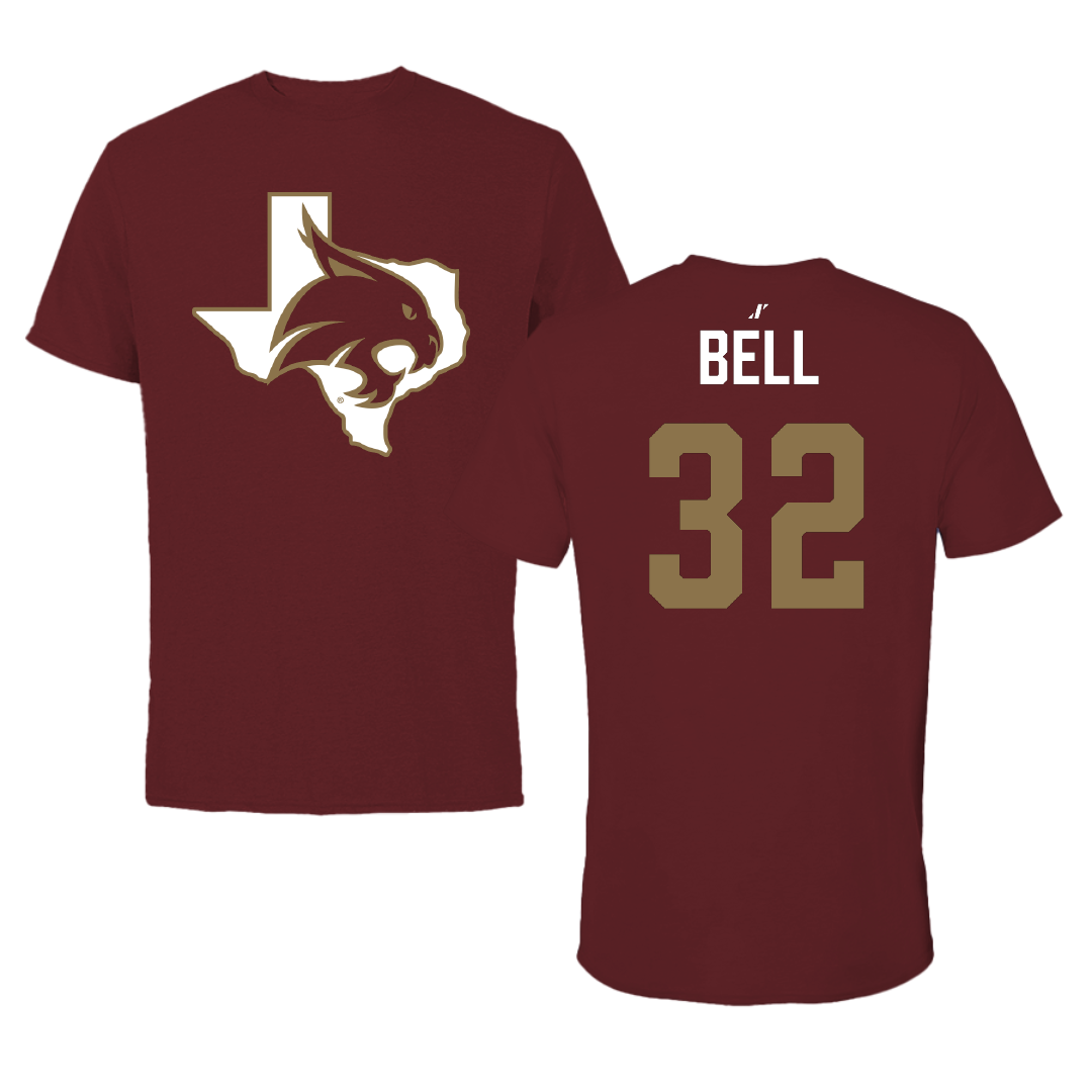Texas State University Football Maroon State Tee - #32 Javarius Bell
