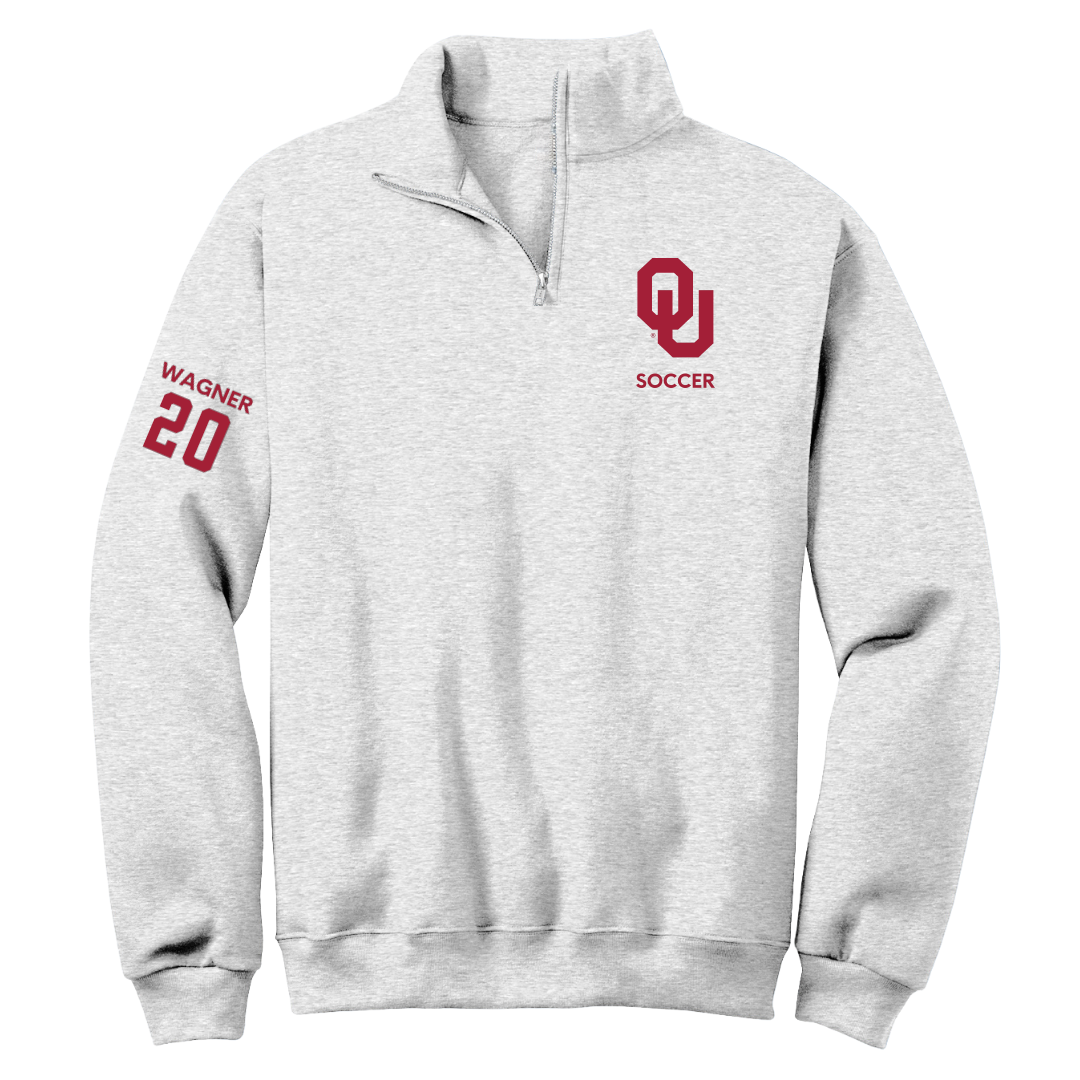 University of Oklahoma Soccer (W) Light Gray Quarter-Zip - #20 Chelsea Wagner