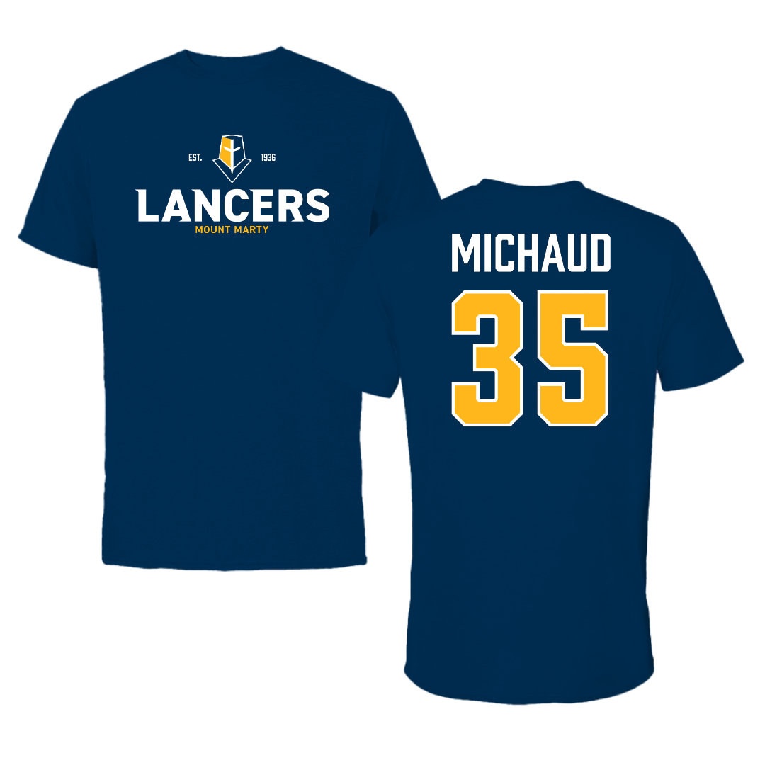 Mount Marty University Baseball Navy General Tee - #35 Conor Michaud